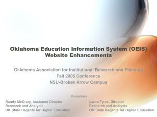 Oklahoma Education Information System (OEIS) Website Enhancements