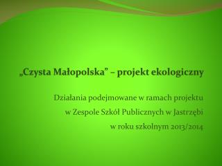 „Czysta Małopolska” – projekt ekologiczny
