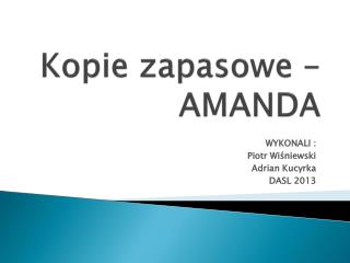 Kopie zapasowe - AMANDA