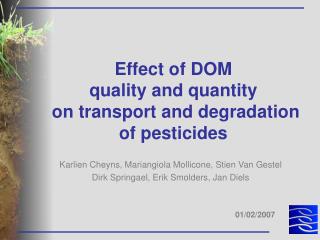 Effect of DOM quality and quantity on transport and degradation of pesticides