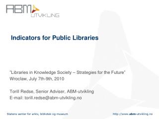 Indicators for Public Libraries