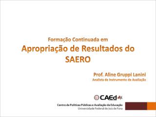 Formação Continuada em Apropriação de Resultados do SAERO Prof. Aline Gruppi Lanini