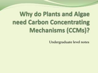 Why do Plants and Algae need Carbon Concentrating Mechanisms (CCMs)?