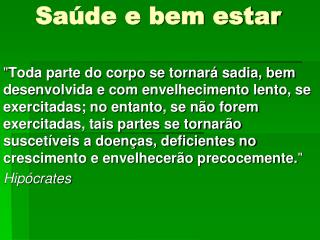 Saúde e bem estar