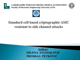 Standard cell based criptographic ASIC resistant to side channel attacks