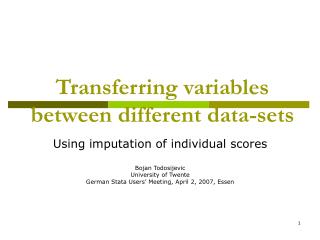 Transferring variables between different data-sets