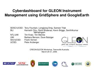 Cyberdashboard for GLEON Instrument Management using GridSphere and GoogleEarth