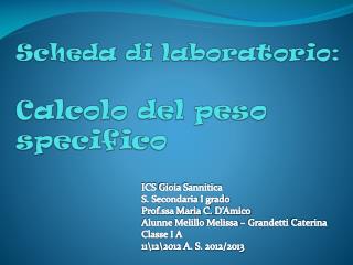 Scheda di laboratorio: Calcolo del peso specifico