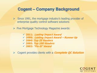 Cogent – Company Background