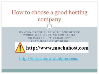 How to choose a good hosting company