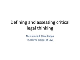 Defining and assessing critical legal thinking