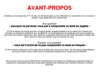 AVANT-PROPOS