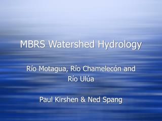 MBRS Watershed Hydrology