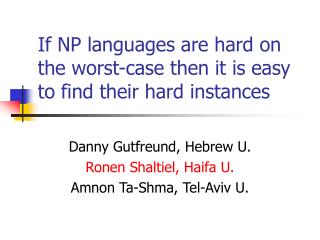 If NP languages are hard on the worst-case then it is easy to find their hard instances