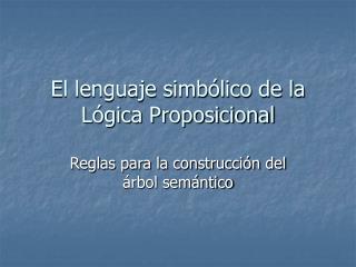 El lenguaje simbólico de la Lógica Proposicional