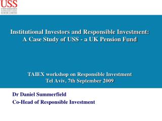 Dr Daniel Summerfield Co-Head of Responsible Investment