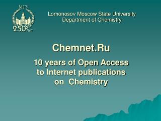 Lomonosov Moscow State University Department of Chemistry