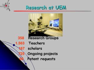 358 Research Groups 1.563 Teachers 167 scholars 725 Ongoing projects
