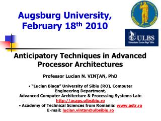 Augsburg University, February 18 th 2010