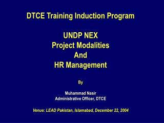 Venue: LEAD Pakistan, Islamabad, December 22, 2004