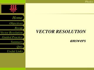 VECTOR RESOLUTION answers