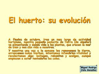 El huerto: su evolución