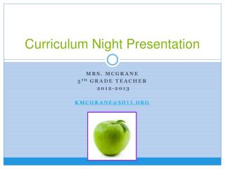 Curriculum Night Presentation