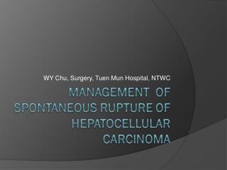 WY Chu, Surgery, Tuen Mun Hospital, NTWC