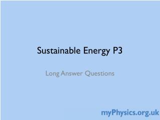 Sustainable Energy P3