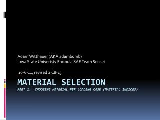 Material Selection Part 1: Choosing material per loading case (Material Indices)