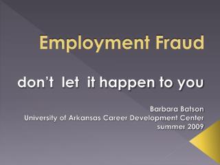 Employment Fraud