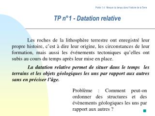 TP n°1 - Datation relative