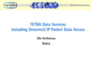 TETRA Data Services Including (Internet) IP Packet Data Access