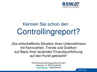 Kennen Sie schon den … Controllingreport?