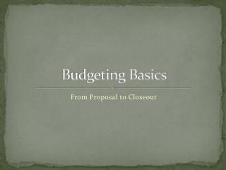 Budgeting Basics