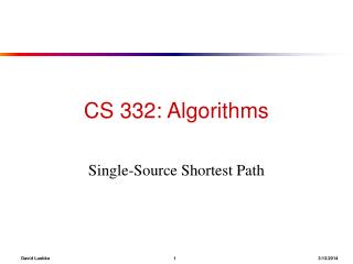 CS 332: Algorithms