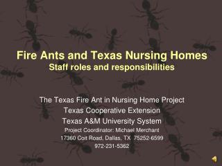 Fire Ants and Texas Nursing Homes Staff roles and responsibilities