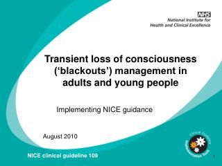 Transient loss of consciousness (‘blackouts’) management in adults and young people