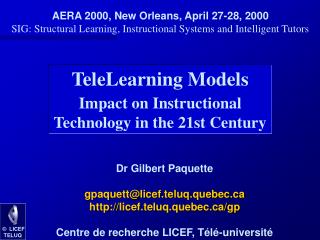 TeleLearning Models Impact on Instructional Technology in the 21st Century