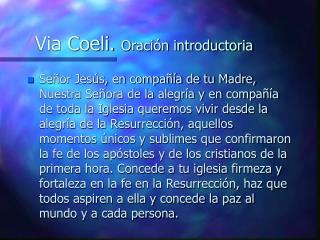 Via Coeli. Oración introductoria