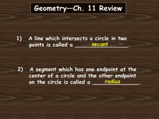 Geometry—Ch. 11 Review