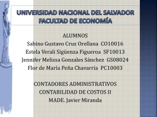 UNIVERSIDAD NACIONAL DEL SALVADOR facultad de economía
