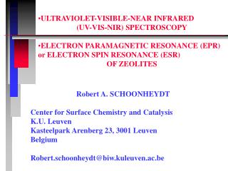 Robert A. SCHOONHEYDT Center for Surface Chemistry and Catalysis K.U. Leuven