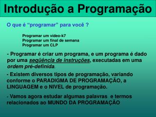 Introdução a Programação