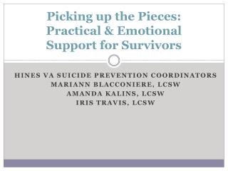 Picking up the Pieces : Practical &amp; Emotional Support for Survivors