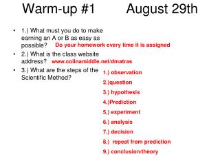 Warm-up #1 August 29th