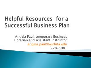 Helpful Resources for a Successful Business Plan