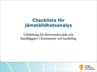 Checklista för jämställdhetsanalys