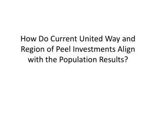 How Do Current United Way and Region of Peel Investments Align with the Population Results?