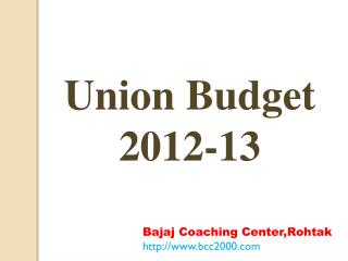 Union Budget 2012-13
